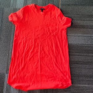 Mid length short sleeve red dress
